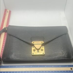 Louis Vuitton Black Leather Clutch